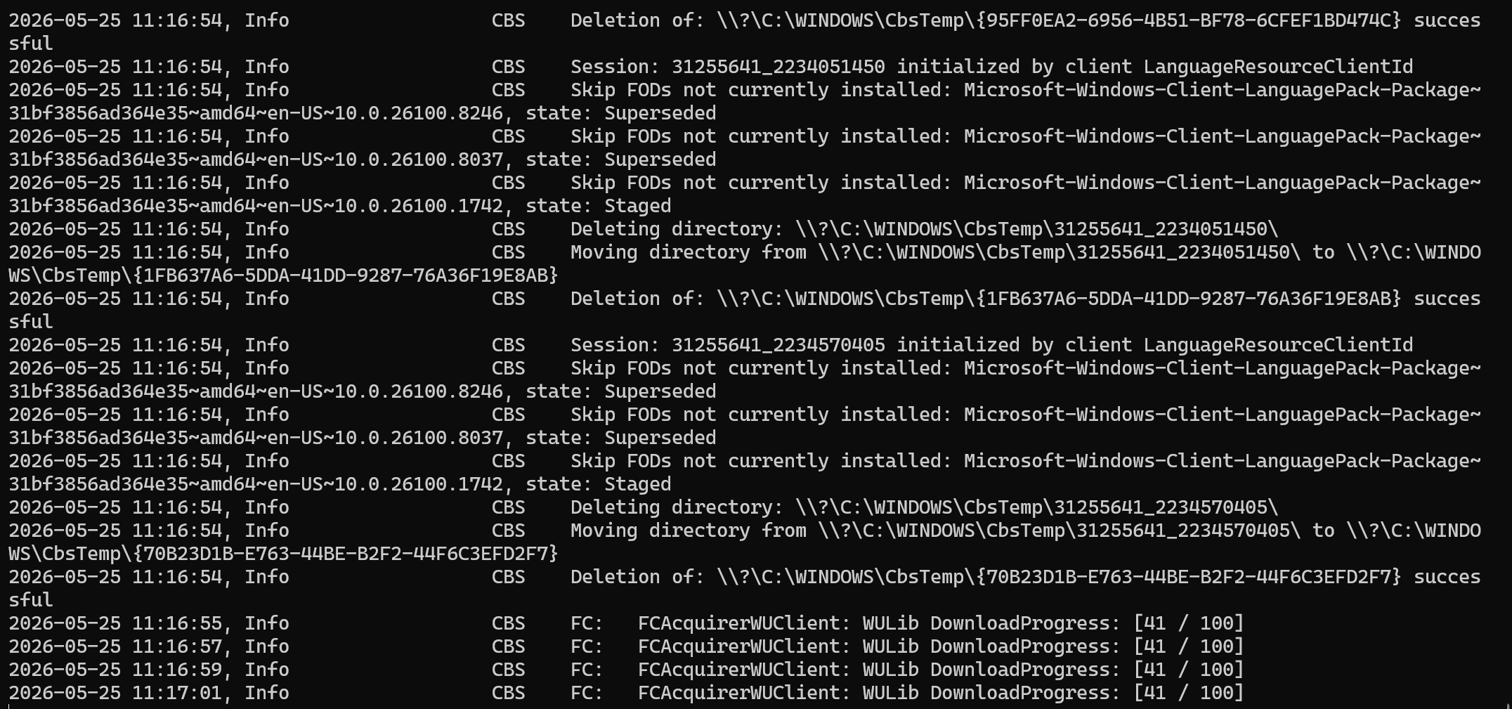 PowerShell CBS.log tail